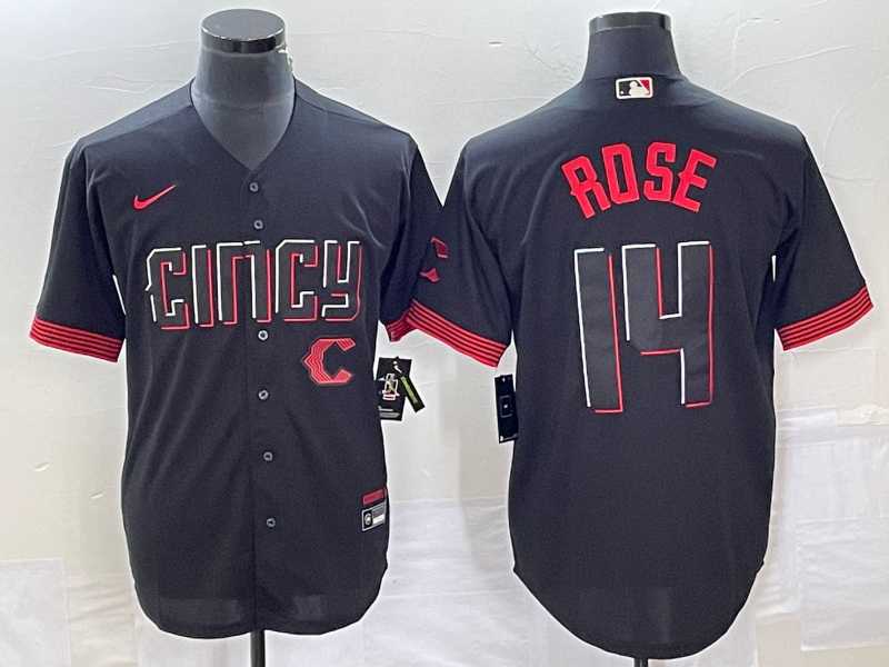 Men%27s Cincinnati Reds #14 Pete Rose Black 2023 City Connect Cool Base Stitched Jerseys